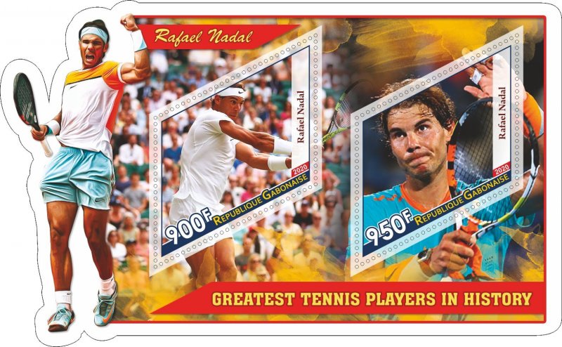 Stamps. Sports. Tennis Rafael Nadal  2020 year 1+1 sheets perforated