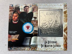 Martin Luther's reform 2023 year 5 blocks Foil. Silver.  perforated  NEW