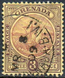 Grenada 1908 3d dull purple/yellow used