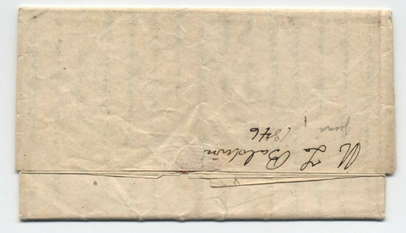 1846 Lancaster NH drop rate stampless letter [5246.325]