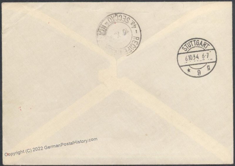 British Somalia 1934 Zeppelin 10th SAF Mi410 Cover Somaliland Stuttgart C 109290