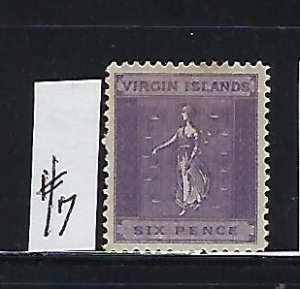 BRITISH VIRGIN IS. SCOTT #17 1887 6P (VIOLET)  WMK 2 - MINT  HINGED