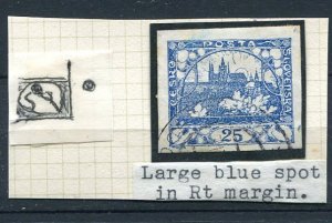 Czechoslovakia 1919 Imperf Used 25h ERROR Large blue spot in Rt margin 8488