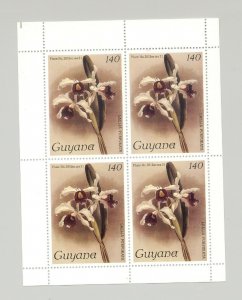 Guyana #1696 Orchids 1v M/S of 4 120 Albino o/p Error