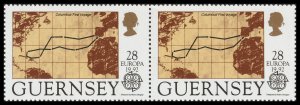 Guernsey 558 Christopher Columbus First Voyage 28p horz pair MNH 1992