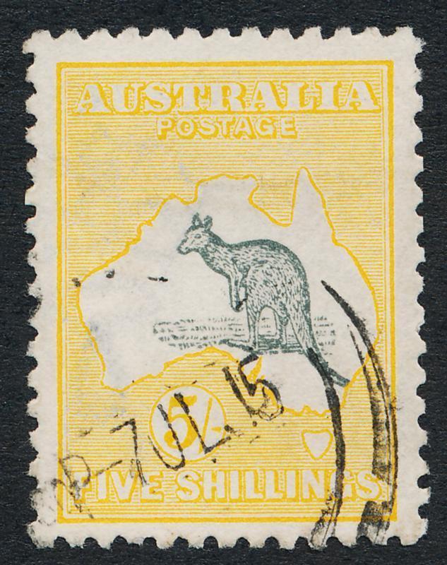 AUSTRALIA 44 USED VF, 5 SH. YELLOW, 2nd WMK