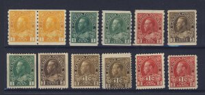 12x Canada WW1 Admirals; 8x Coils, 4x War Tax 1Tc. Guide Value = $254.00