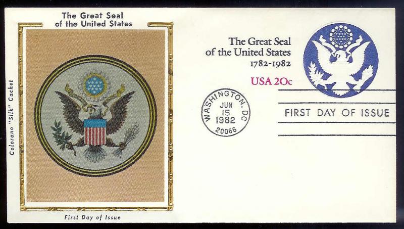 UNITED STATES FDC 20¢ Great Seal Envelope 1982 Colorano