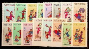 NORTH VIET NAM Sc 677-84 NH PERF+IMPERF SETS OF 1972 - DANCERS