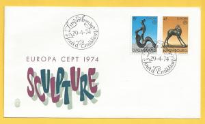 Luxembourg #546 - #547 FDC Europa 4f Deer & 8f Abstract Sculpture