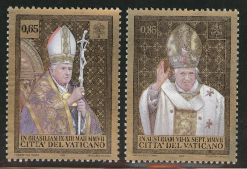 Vatican City Scott 1390-1391  MNH** 2008 Pope Benedict XV travels set