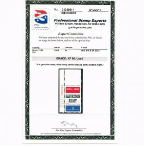 VERY AFFORDABLE GENUINE SCOTT #1267 XF USED PSE GRADED CERT PLATE PNS #28113