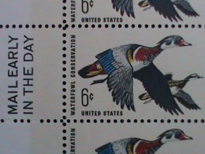 ​UNITED STATES-1968-SC#1362 WATERFOWL-WOOD DUCKS BLOCK OF 6 WITH EDGE-MNH VF