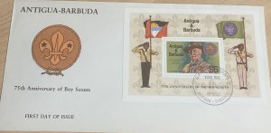 O) 1982 ANTIGUA AND BARBUDA, LORD BADEN POWELL, SCOUTING YEAR, FDC XF