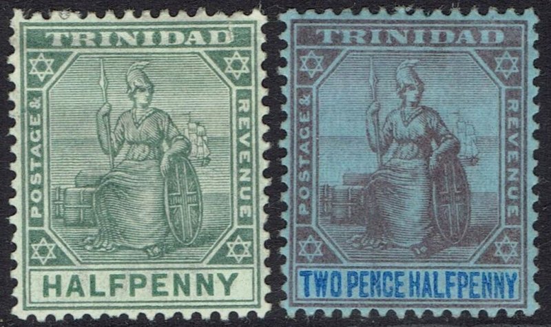 TRINIDAD 1901 BRITANNIA ½D AND 2½D WMK CROWN CA