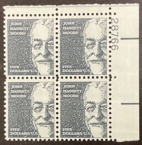 1295a John B. Moore, Law Prominent American Series MNH $5 Plate Block of 4  1966