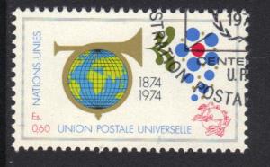 United Nations Geneva   #40  cancelled 1974  Postal Union UPU 60c