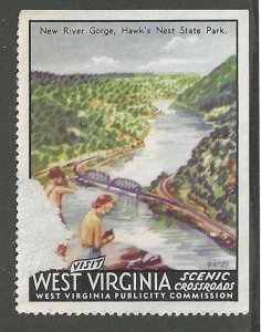 Visit West Virginia - Scenic Crossroads, Early Tourism Poster Stamp