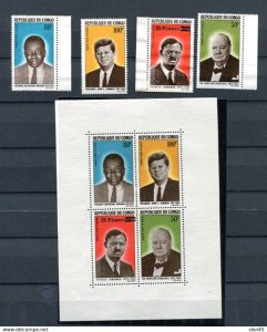 Congo 1965 Mi 71-74+Bl 2 Lumumba Churchill Boganda Kennedy MNH 13785