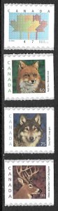 CANADA 2000 Self-Adhesive Animals Coil Set Sc 1878-1881 MNH