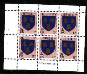 Jersey-Sc#248a- id5-unused NH booklet pane-La Cloche Arms-1981-3-