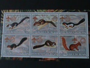 ​BENIN-2002 LOVELY BEAUTIFUL SQUIRRELS-WITH SCOUT LOCO-SHEET-MNH VF-LAST ONE