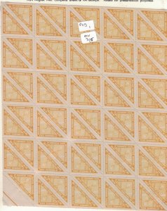 Bolivia 1939 Triangle Complete Sheet 100 Stamps Folded MNH (1fog)