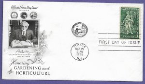 1100  GARDENING 3c 1958 U/A ARTCRAFT FIRST DAY COVER.