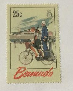 Bermuda 1993 Scott 644 used - 25c, Cyclist, Carriage, ship