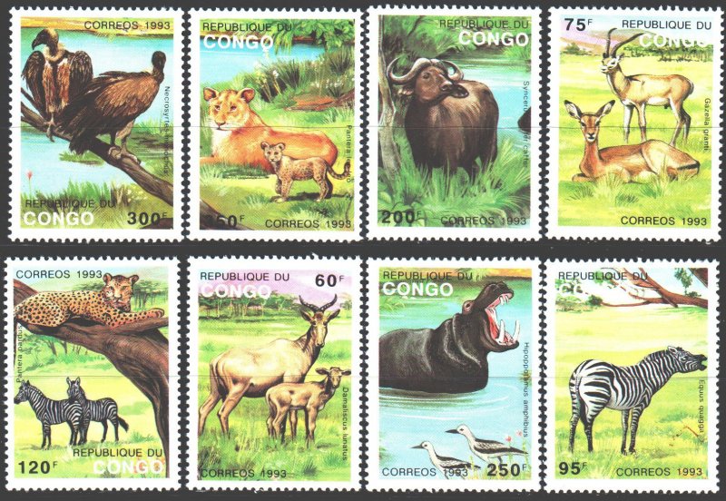 Brazzaville. 1993. 1363-70. Fauna of africa. MNH.