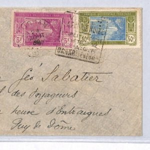 IVORY COAST AOF Cover 1936 Dakar Senegal Air France Cols {samwells-covers}YF241