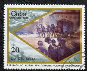 CUBA Sc# 2860 STAMP DAY philately collecting mail 20c 1986 used cto