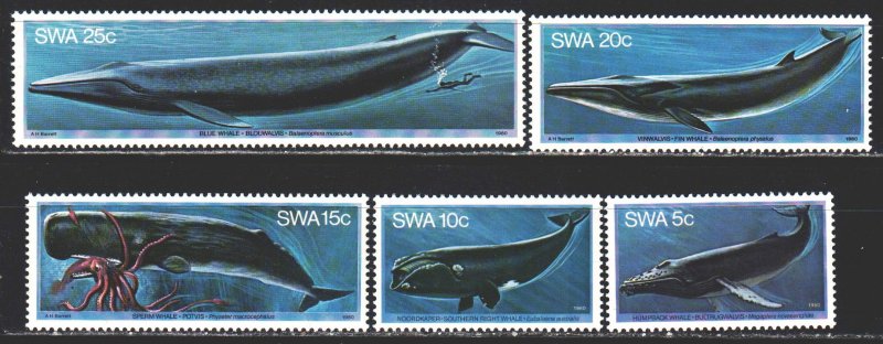 South west africa. 1980. 467-71 from the series. Whales, fauna. MNH.