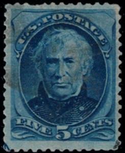 US # 179 SCV $37.50  5c Taylor, VF/XF JUMBO, faintly canceled, nice big stamp...