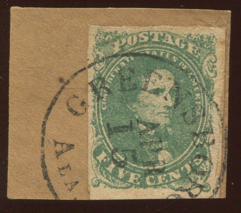 Confederate States 1 Used Stamp on Piece with APR 15 Greensborough AL CCL BX5170