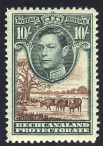 Bechuanaland 1938 KGVI 10s black & red-brown MLH. SG 128. Sc 136.