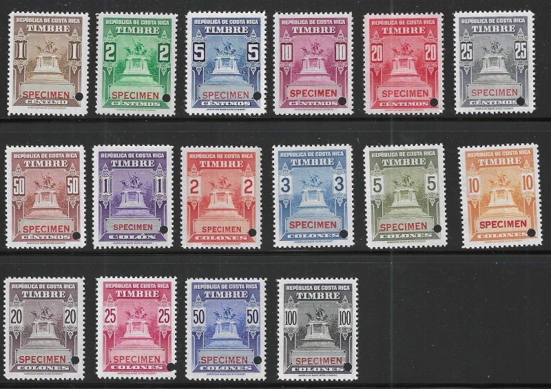 Costa Rica, American Bank Note Co. #CR115-CR130 Specimen Set of 16, Mint, N.H.