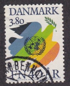 Denmark # 784, U.N. 40th Anniversary, Used, 1/2 Cat.