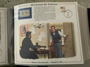 the history of American stamp panel: Bell invents the telephone