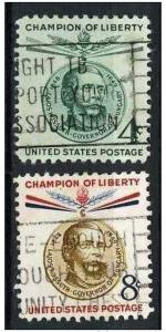 USA 1958 Scott 1117 &1118 used - 4c, Champion of Liberty 