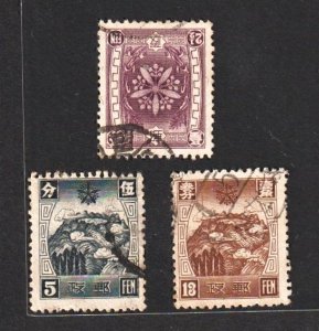 Manchukuo 1937 Orchid Crest, White Mountains & Black Waters (3v Cpt)c Used