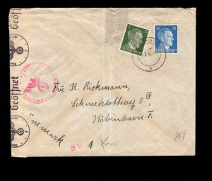 Germany - Denmark Censor f Hamburg from Flugzeug Fuhrer School 1942 Cover 5d