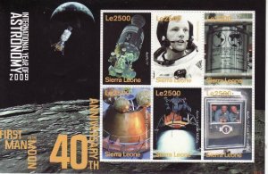 Sierra Leone - Man on Moon - 6 Stamp  Sheet SIE0912
