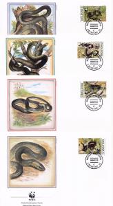 [54240] Moldova 1993 Reptiles WWF Snakes FDC 4 covers