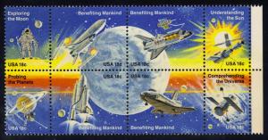 US #1919a Space Achievement Block of 8, MNH (3.25)