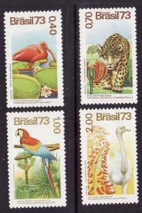 D1-Brazil-Sc#1328-31-unused NH set-Birds-Scarlet Macaw-1973-