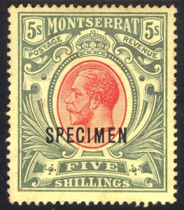 Montserrat 1913 5s GV Green&Scarlet SPECIMEN Scott 42S SG 48S MLH Cat £85($108)