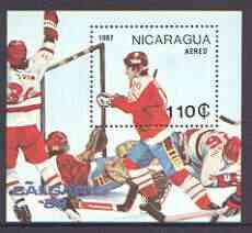 Nicaragua 1987 Winter Olympics (Ice-Hockey) m/sheet unmou...