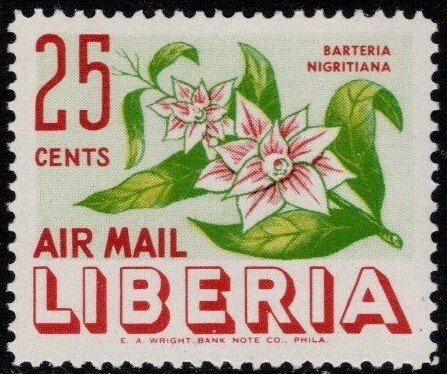 1955 Liberia Scott #- C92 25 Cent Airmail Flowers MNH
