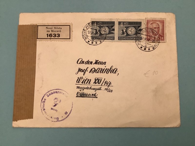 Opened by Censor Czechoslovakia to Austria 1947 Stamps Cover R41518 
